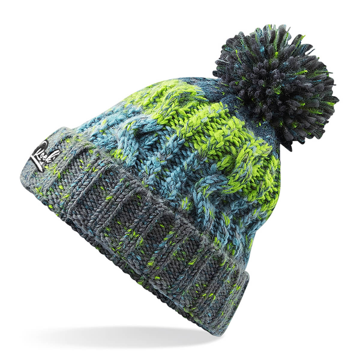 Corkscrew Embroidered Pom Pom Beanie