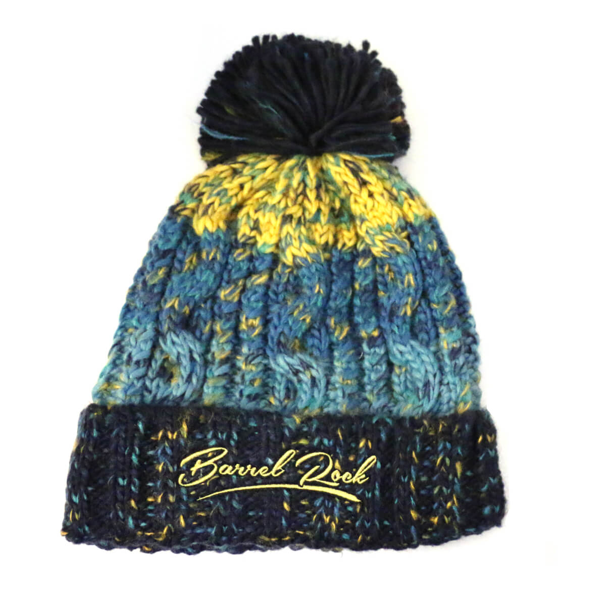 Corkscrew Embroidered Pom Pom Beanie