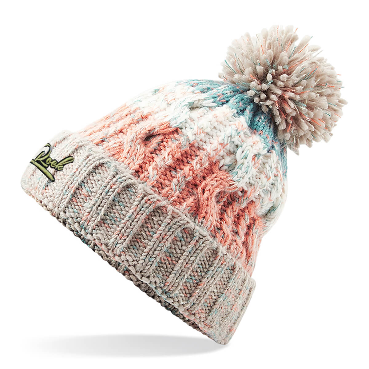 Corkscrew Embroidered Pom Pom Beanie