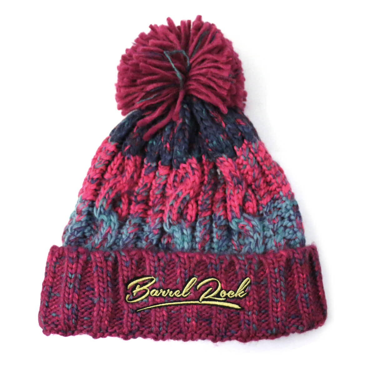 Corkscrew Embroidered Pom Pom Beanie