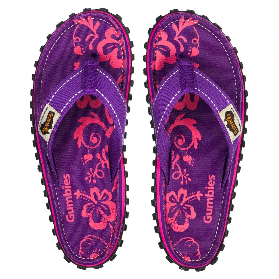 Gumbies Islander Flip-Flops - Purple Hibiscus